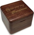 Natural Solid Wood Laser Engraved You are My Sunshine Music Box, Mini Photo Frame Musical Box, Tune of You are My Sunshine. (Walnut Wood)