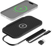 Wireless Car Charger Silicone Pad, for iPhone12/11 Pro/XS/XR/8/8Plus,15W Fast Car Wireless Charging Non-Slip Mat, for Samsung S21/S22/S23/S24/S25/Androids,80cm Cable, Black