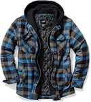 CQR Men's Quilted Lined Flannel Hooded Shirt Jacket, Soft Warm Long Sleeve Outdoor Cotton Plaid Shirt Jackets, Quilted Lined Full Zip River Plaid, X-Large
