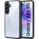 TheGiftKart Ultra-Hybrid Shockproof Back Cover Case for Samsung Galaxy A55 5G | Camera Protection Bump | Hard Back Cover Case for Samsung A55 5G (PC & TPU, Crystal Clear Back, Black Sides)