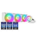 ARCTIC Liquid Freezer III 420 A-RGB - Water Cooling PC, All-in-One CPU AIO Water Cooler, Intel & AMD compatible, efficient PWM-controlled pump, fan: 200-1700 rpm, LGA1851/1700 Contact Frame - White