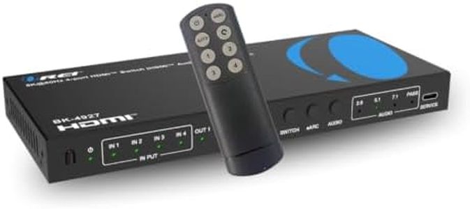 OREI 8K 4-Port HDMI Audio Extractor Switch 4x1 with eARC/ARC Support – 48Gbps HDMI 2.1, 4K@120Hz, Dolby Vision, Dolby Atmos, CEC, HDR10+, eARC to HDMI Output for AV Receiver, Remote Control – BK-4927