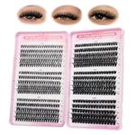 FANDIQ Cluster Lashes Individual Eyelashes 570pcs Natural Eyelash Clusters D Curl Lashes 8-16MM Soft & Fluffy Thick Volume DIY Russian Lash Extensions(30+40+50+60+80+100D)