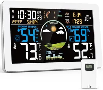 Brataste Weather Station Wireless Indoor Outdoor, Digital Thermometer, 7.5''VA Display Home Weather Stations, Accurate Temperature Humidity Gauge with Weather Forecast, Atomic Clock,White