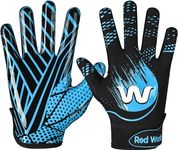 RED WORLD Football Gloves for Kids, Youth and Adult, Receiver Gloves for Boys and Girls, Men and Women, Enhanced Performance (Columbia Blue, Large)