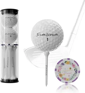 SUMBONUM Golf Balls 3 Layer for Men Hardness Ball Plastic Golf Tees 3 1/4" Gift Combo Set