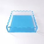 Acrylic Scalloped Tray, Includes Anti-Slip Pads | 8 x 8 x 2 inches | (Blue)