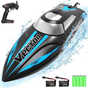 VOLANTEXRC Remote Control Boat for Pools and Lakes, 19mph High Speed RC Boat for Kids and Adults, 2.4Ghz Racing Ship with Self-righting, Reverse for Boys and Girls 2 Batteries (795-3 Black)