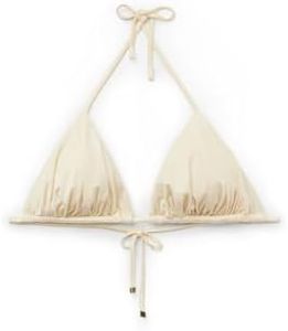 CALZEDONIA Shiny Satin Removable Padding Triangle Swimsuit Top Cream XL