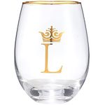 COFOZA Personalized Initial Gifts Letter L 15 Ounce Wine Glass Tumbler Wedding Bridesmaid Birthday Graduation Gift for Men Women Monogrammed Gift Cup (L)