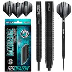 RED DRAGON Razor Edge Black 23g - Tungsten professional steel tip darts set with Dart Flights and Dart Shafts (stems)