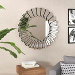 Bungalow Mercer Wheless Flat Wall Mirror for Decor, Round Wall Mirror, Modern Wall Decorative Mirror for Living Room, Bedroom, Entryway 30 x 30 inches.