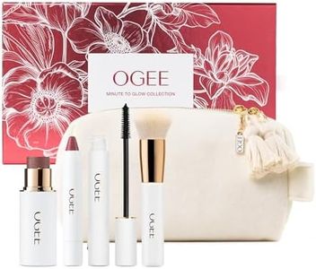 Ogee Minute to Glow - Limited Edition Holiday Makeup Gift Set - Includes 5 Products in 3 Easy Steps - Includes Sculpted Face Stick, Tinted Lip Oil, Mascara & Blender Brush