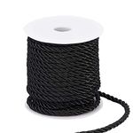 PH PandaHall 3 Braided Cord, 5mm Decorative Twine Cord Silk Rope Shiny Viscose Cording Honor Cord for Handfasting Home Decoration Embellish Costumes Drawstrings Graduation Honor Cord(59 ft, Black)