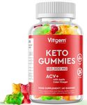 Vitgem 60 Keto Gummies - Vegan and Gluten Free Ketogenic Weight Loss Support Supplement - Low Calorie Natural Flavoured Apple Cider Vinegar Acv Gummy for Detox & Diet Support