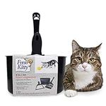 Fresh Kitty 4-in-1 Litter Box Organizer Cleanup Kit – Cat Litter Box Cleaning Supplies – Sweeper & Dustpan, Scooper, Storage Caddy, Charcoal