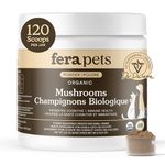 Fera Pets Turkey Tail Mushroom for Dogs & Cats - USDA Organic Supplement - Cognitive and Immune Support - Enhances Liver Function - Supports a Healthy Gut - Powder - 120 Scoops