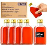 volila Glass Flask Bottles 100ml - 10 Pack Glass Bottles with Gold Screw Caps, Labels and Pen - Reusable Empty Glass Bottles for Gin, Home brews or Homemade Vinegar