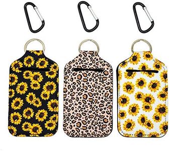 Party Girl Kim Hand Sanitizer Holder - Easy To Use Travel Size Hand Sanitizer Keychain, Attaches Easily To Your Purse, Backpack, Diaper Bag With Key Ring Carabiner for 2 oz Bottles (Sunflower Leopard)