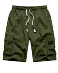 NANAMEEI Mens Cargo Shorts Casual Hiking Shorts Drawstring Summer Shorts, Army Green, 2XL