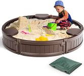 COSTWAY Kids Sandpit with Waterproo