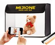 MIJIONE 17"x13"x13"Light Box Photography,Foldable Bi-Color Dimmable Shooting Tent Kit with LED Lights & 3 Backdrops，Photo Light Box for Product Photography