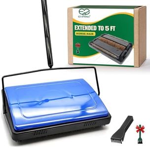 EZ SPARES Quiet Carpet Sweeper, Floor Sweeper with Horsehair Roto Brush Strong Cleaning Power Great for House,Office,Kitchen,Parquet Floor with Clean Out Comb