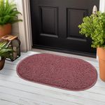 DURO SOFT MATS Eco Non Slip PVC Door Mats for Home Entrance, Mat for Living Room, Kitchen Floor, Sink, Outdoor, Indoor, Bedroom, Bathroom, 12 mm Thick Doormat/Runner/Rug, 40x70 cm, Oval, Maroon