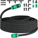 MAMIZO 30M Drip Hose Set, Soaker Hose Set, Porous Pipe Leaky Pipe, Garden Hose for Watering, Gardens, Lawn, Patios, Black