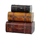 Vintiquewise Three Coloured Vintage Style Luggage Suitcase, Antique Brown, Set of 3