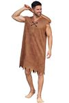 Man Plus Size Halloween Fred Barney Rubble Costume Family Cosplay Jagged Hemline Outfit Brown 3XL