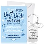 HOWAF Fathers Day Card From The Dog for Dad, Blue Happy Fathers Day Card To The Best Dog Dad Gift Card & Fathers Day Keyring Keychain for Fathers Day Gift