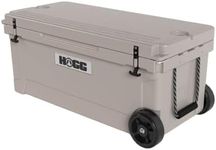 Ice Cooler with Wheels and Handle - 110qt Dune Kiss, Wheeled Cooler, Insulated Ice Chest with Wheels and Handle for Fishing and Camping with Dry Storage, Bottle Openers, and Cupholders