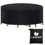 Landrip Round Garden Table Covers, Heavy Duty 420D Oxford Circular Garden Furniture Covers, Waterproof Patio Furniture Covers, Ø190 x 80CM