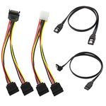 ketawa SATA Data Cable and SATA Power Splitter Cable (4 Pack) 6.0 Gbps,15 Pin Power Splitter Cable