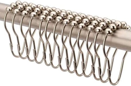 2lbDepot Shower Curtain Rings Hooks - Brushed Nickel Finish - Premium 18/8 Stainless Steel - Locking Rings with Easy Glide Rollers - Five Finishes Available - Set of 12 for Shower Rods