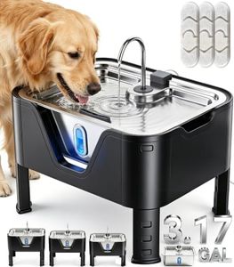 3.17Gal/ 12L Large Dog Water Fountain Elevated Dog Bowls with 3 Filters