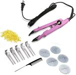 Amesun Professional Hair Extensions Tool Fusion Heat Iron Connector Wand Melting Tool with Clips Cromb (Pink)