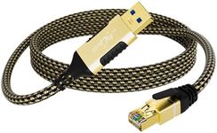 Mygatti USB A to Ethernet Adapter Cable 100 FT, Upgrade USB-A to RJ45 Cable, Gold-Plated Connector, Nylon Braided, Gigabit LAN Network to USB A Cord, Compatible with Laptop, PC, Switch and More