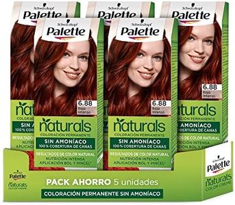 Schwarzkopf Palette Naturals - Tinte 6.88 Rojo Intenso- Coloración Permanente Sin Amoníaco- Resultados de Color Natural (Pack de 5)