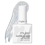 MYGEL by Mylee Nail Gel Polish Glitter No-Wipe Top Coat 15ml, UV/LED Soak-Off Nail Art Manicure Pedicure for Professional, Salon & Home Use, Long Lasting, Easy to Apply, No Chips, Durable & Safe