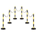 Homegroove 6 Pack Traffic Delineator Post Cone, 32.3” Cones Parking Barrier with Fillable Base & 6.56FT Link Chains, Plastic Street Stanchions Construction Cones for Parking Lot, Secure Parking Space