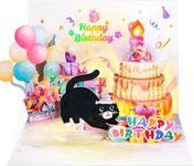 Birthday Cards, Cute Cat MUSIC & LIGHTS & BLOWABLE CANDLE Funny Pop up Happy Birthday Card, Birthday Gifts for Women Men Cat Lover Mom or Dad-Meow Cat