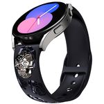 HALLJOY for Galaxy Watch 7 Band, Floral Rose Strap with Charm for Galaxy Watch 4/5/6/7, Watch FE, Galaxy Watch 4/6 Classic, Galaxy Watch 5 Pro 45mm Soft TPU Wristband, Blackberry-Glitter Skull