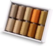 Tanstic 10Pcs Sewing Thread, 10 Colors Polyester Thread, 1093 Yards(1000M) Per Spool Sewing Threads for Sewing Machine, Hand Sewing - Brown Color Tones