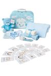 Baby Box Shop - Baby Boy Gifts, Newborn Essentials, Ideal Baby Shower Gifts Includes a Blue Teddy Bear & 8 Double Sided Baby Milestone Cards in Cute Sky Blue Baby Hamper