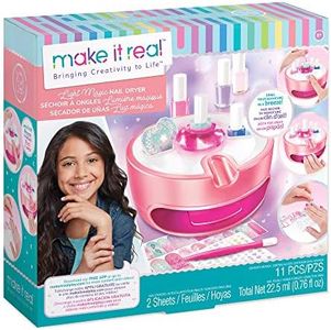 Make It Real - Light Magic Dryer and Nail Polish Set for Girls and Teens - Includes 5 Nail Polish Colors, Nail Dryer, Nail Art Stickers, and Nail File