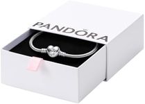 Pandora Moments Heart Clasp Snake Chain Bracelet - Charm Bracelet - Compatible Moments Charms - Sterling Silver - Mother's Day Gift with Gift Box - 9.0"