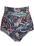 RELLECIGA Women's Paisley Floral High Waisted Bikini Bottom Ruched Swimsuit Bottom Size X-Large