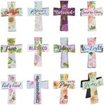 24 Pack of Christian Magnetic Bookmarks, Floral Cross Bookmarks, Religious Magnet Book Page Markers for Daily Motivation, Inspiration, Encouragement (12 Designs)